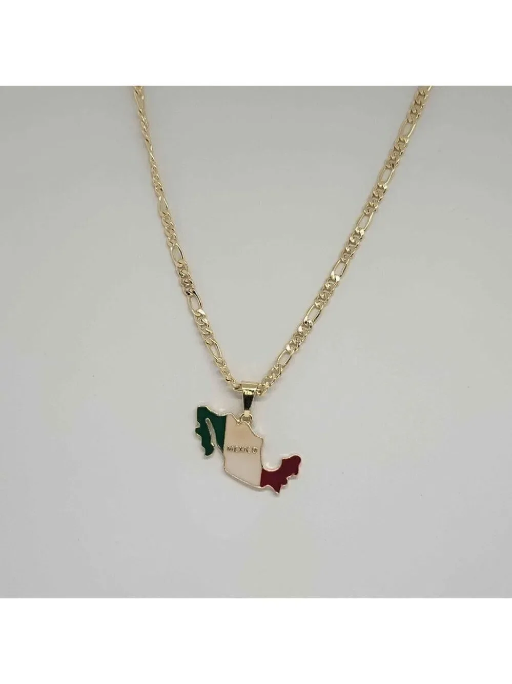 Brand New Brazilian 18k Gold Filled Mexican Flag Necklace